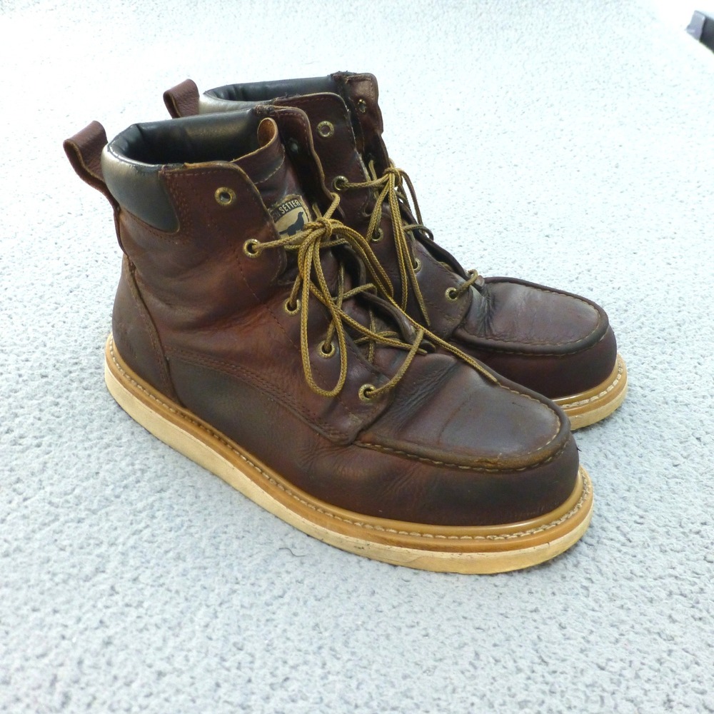 Red Wing Irish Setter Ashby Work Boots Mens 12D Brown Leather Moc Toe Oil Slip